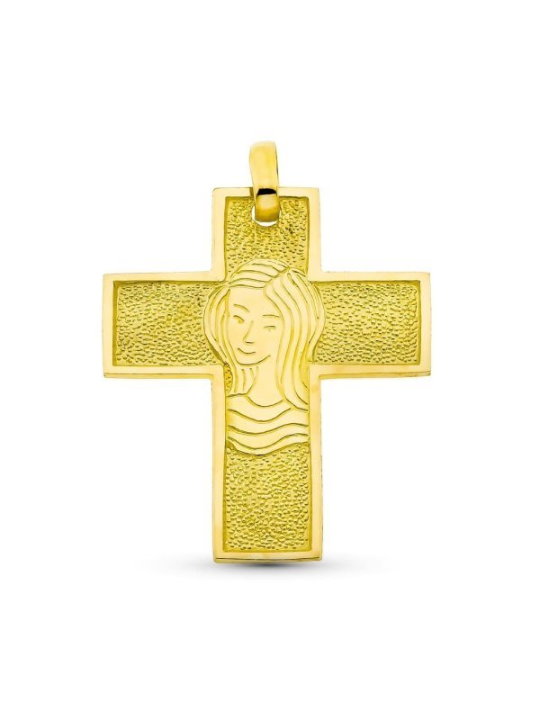 18K CRUZ ORO AMARILLO VIRGEN 30X25 MM