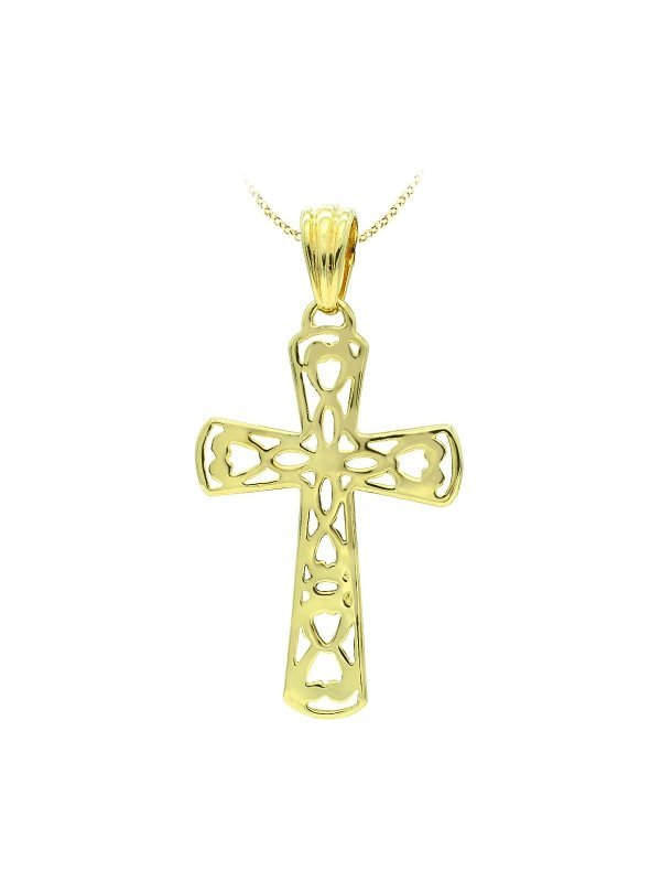 18K CRUZ ORO AMARILLO FILIGRANA 35X23 MM