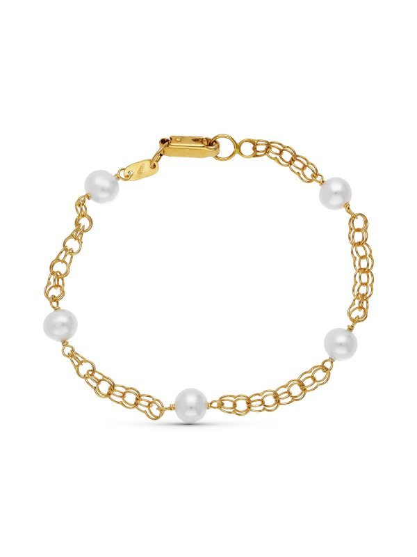 18K PULSERA ORO AMARILLO PERLA 16.5 CM