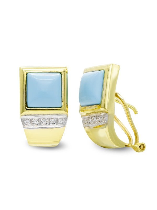 18K PENDIENTES ORO AMARILLO TURQUESA...