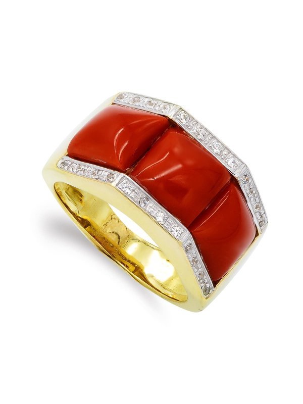 18K SORTIJA ORO AMARILLO CORAL FINO...