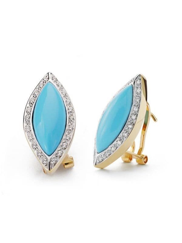 18K PENDIENTES TURQUESA BICOLOR 24X11 MM