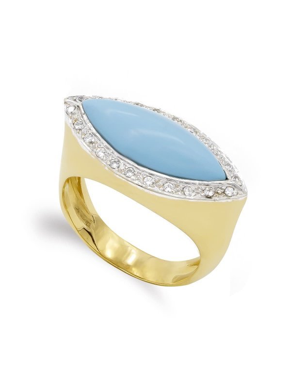 18K SORTIJA ORO AMARILLO TURQUESA Y...
