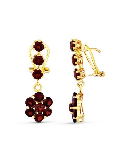 18K PENDIENTES LARGOS GRANATES
