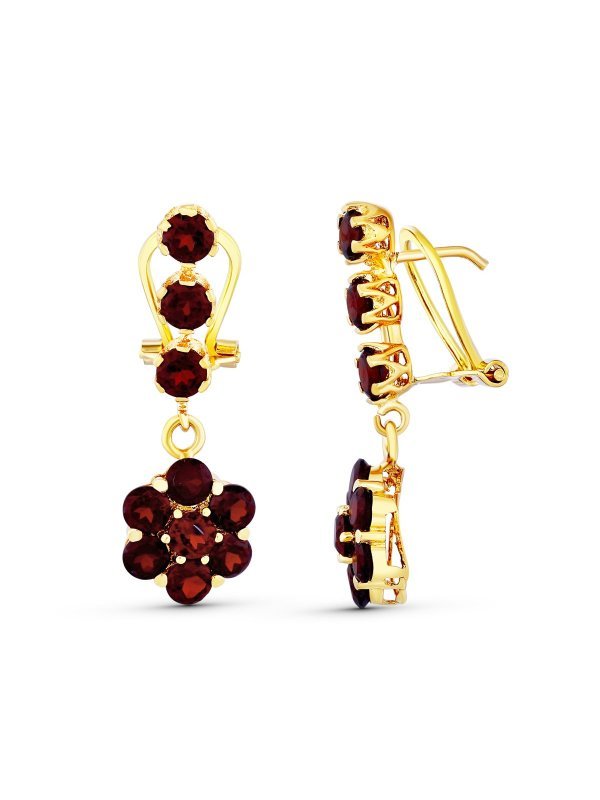 18K PENDIENTES LARGOS GRANATES