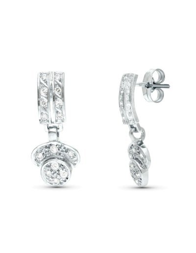 18K PENDIENTES ORO BLANCO Y...