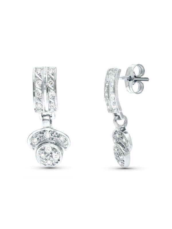 18K PENDIENTES ORO BLANCO Y CIRCONITAS