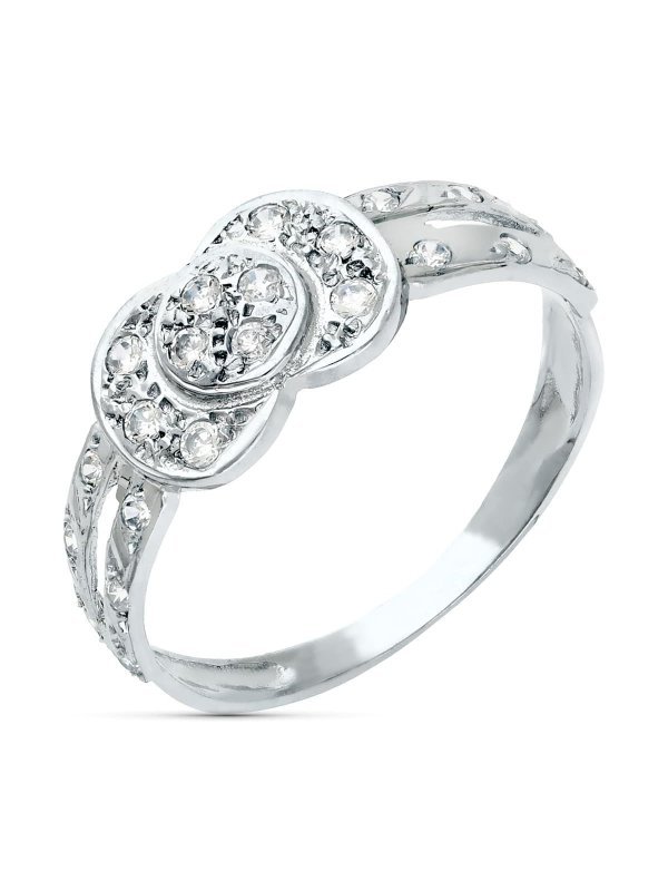 18K SORTIJA ORO BLANCO Y CIRCONITAS
