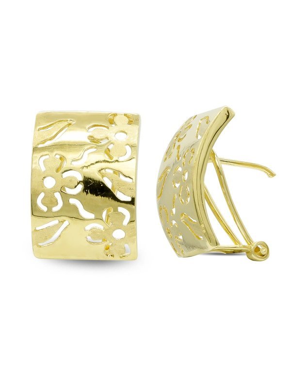 18K PENDIENTES ORO AMARILLO Y FLORES...
