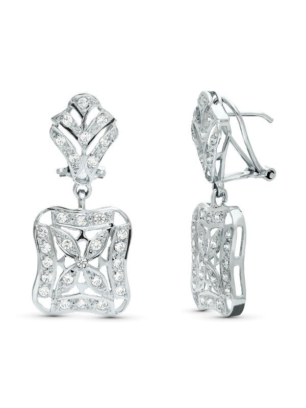 18K PENDIENTES ORO BLANCO Y CIRCONITAS