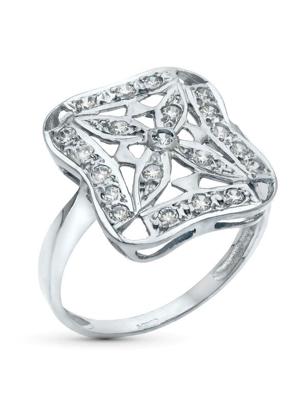 18K SORTIJA ORO BLANCO Y CIRCONITAS