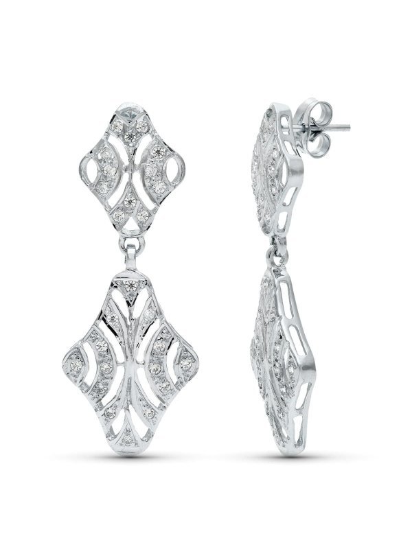 18K PENDIENTES ORO BLANCO DOBLE...