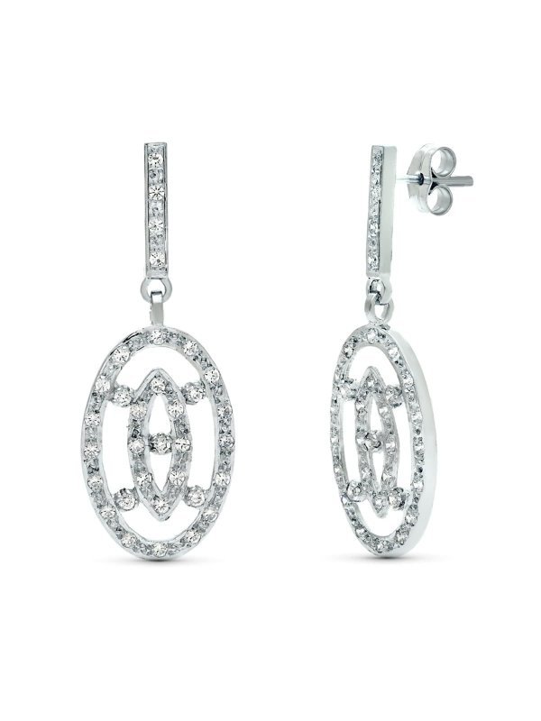 18K PENDIENTES DOS CUERPOS ORO BLANCO...