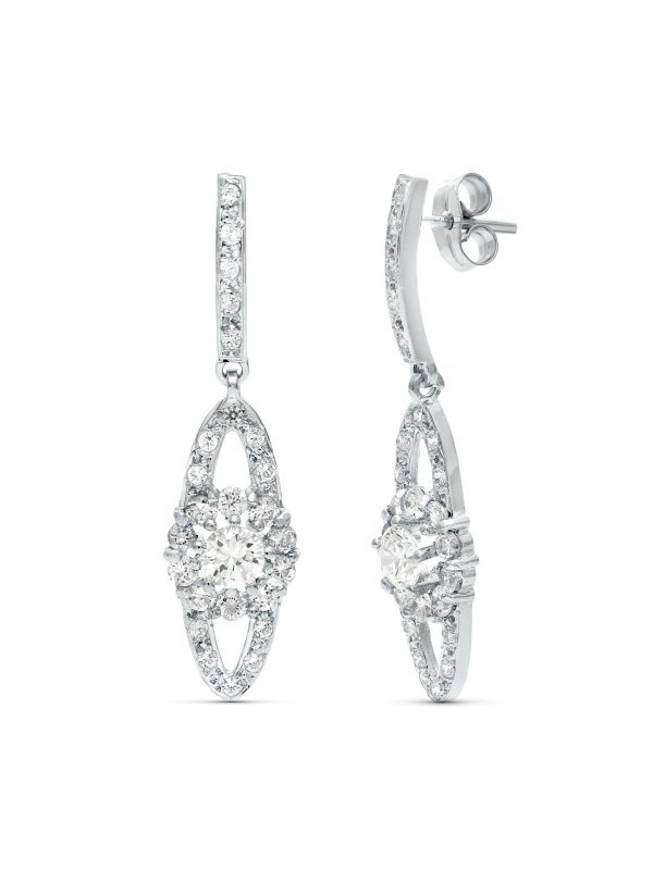 18K PENDIENTES ORO BLANCO JUEGO NOVIA...