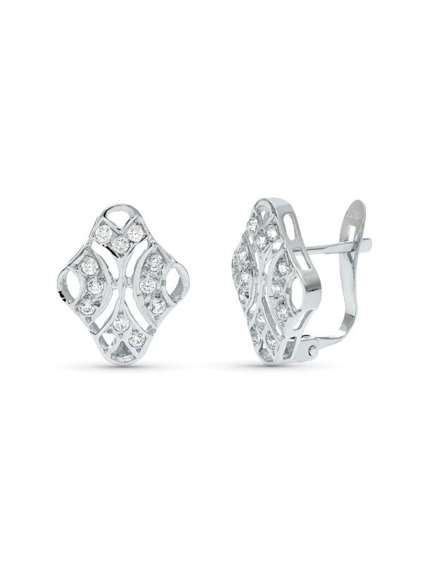 18K PENDIENTES ORO BLANCO JUEGO NOVIA...