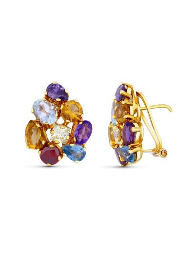 18K PENDIENTES PIEDRA COLOR...