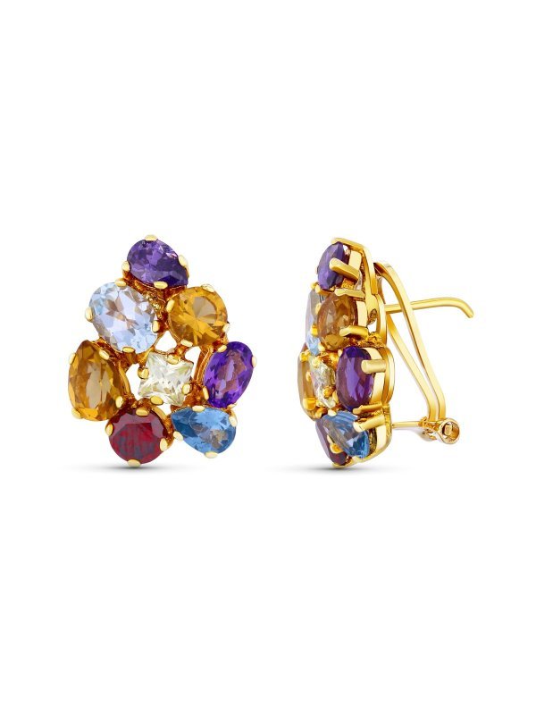 18K PENDIENTES PIEDRA COLOR 20X16 MM