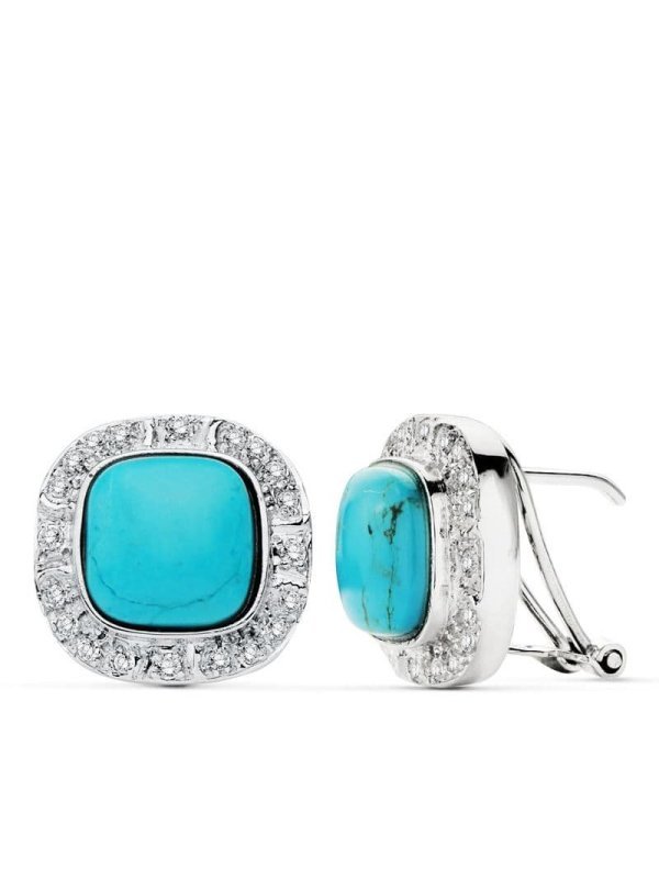 18K PENDIENTES TURQUESA 10 MM Y...