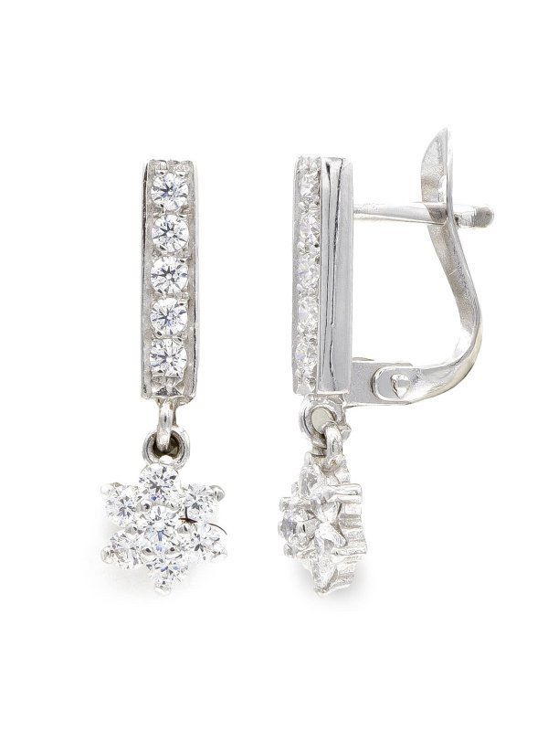 18K PENDIENTES ORO BLANCO LARGOS...