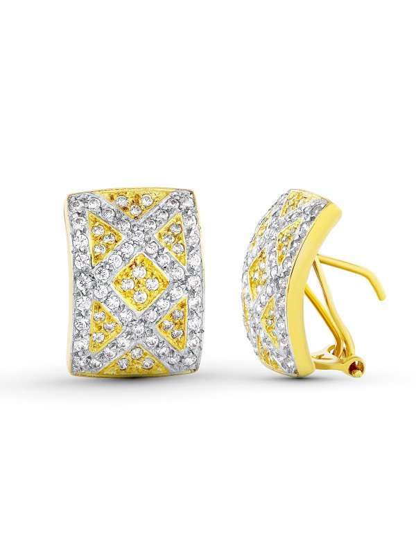 18K PENDIENTES BICOLOR CIRCONITAS...