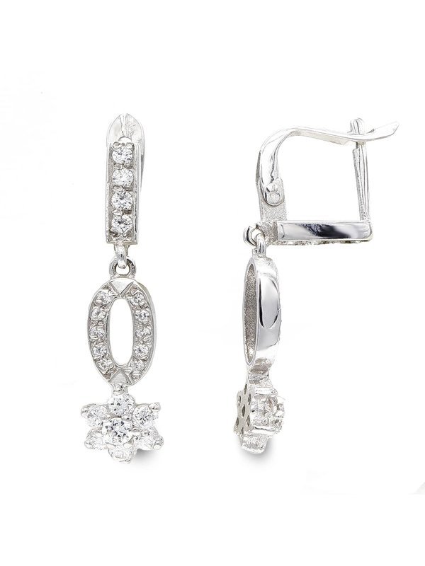 18K PENDIENTES ORO BLANCO LARGOS Y...