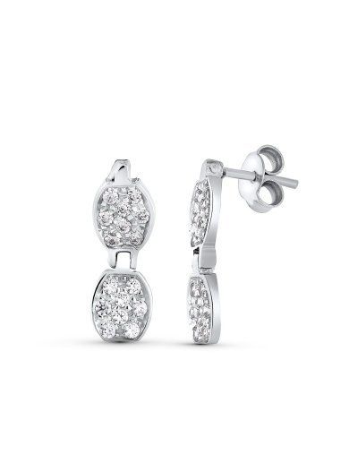 18K PENDIENTES ORO BLANCO Y...