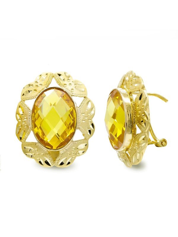 18K PENDIENTES PIEDRA OVAL TOPACIO...