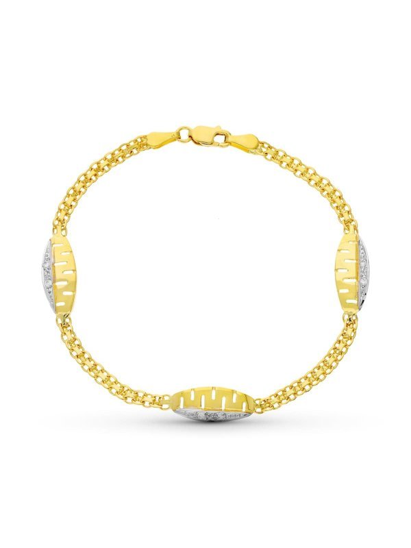 18K PULSERA ORO BICOLOR CIRCONITAS...
