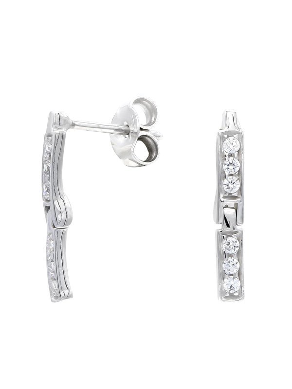 18K PENDIENTES ORO BLANCO LARGO Y...