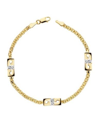 18K PULSERA BICOLOR CIRCONITAS 17 CM