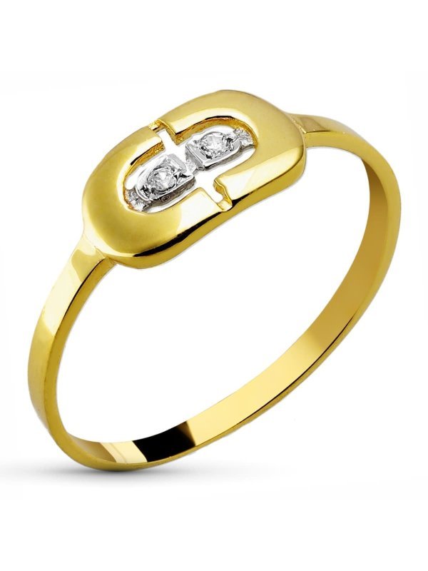 18K SORTIJA COMUNION BICOLOR CIRCONITAS