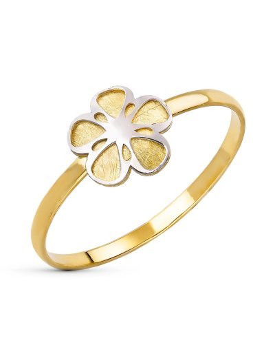 18K SORTIJA BICOLOR FLOR...