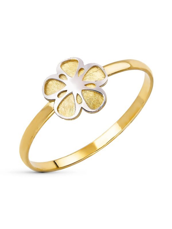 18K SORTIJA BICOLOR FLOR CIRCONITA