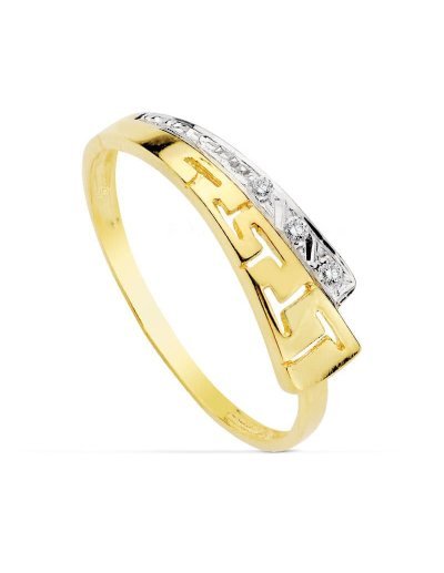 18K SORTIJA BICOLOR CIRCONITAS