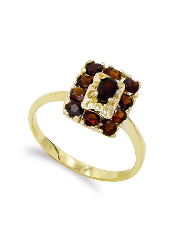 18K SORTIJA ORO AMARILLO Y GRANATES