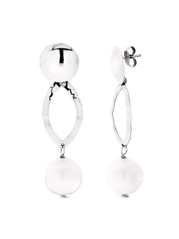 18K PENDIENTES ORO BLANCO PERLA...