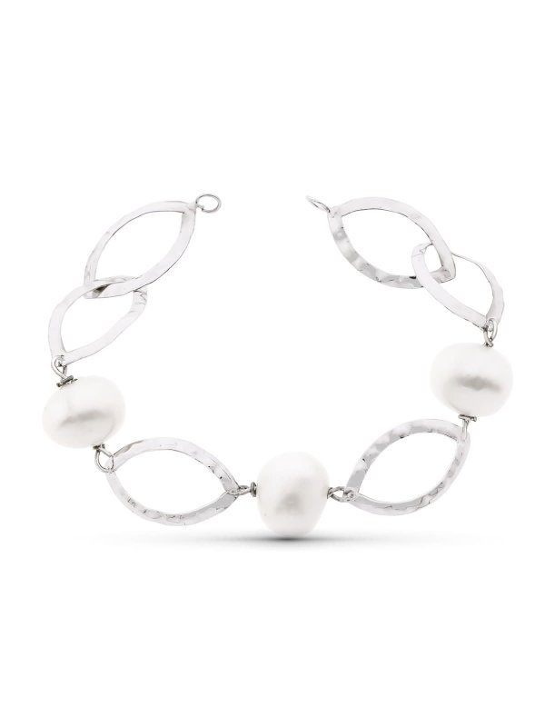 18K PULSERA ORO BLANCO 18 CM PERLA...