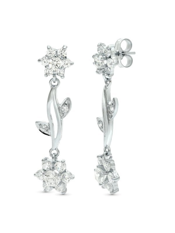 18K PENDIENTES ORO BLANCO JUEGO NOVIA...