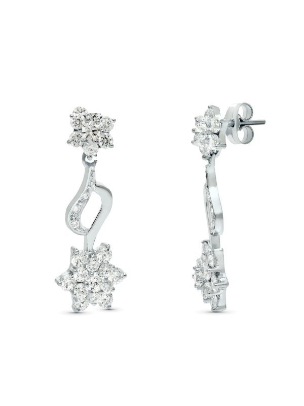 18K PENDIENTES ORO BLANCO JUEGO NOVIA...