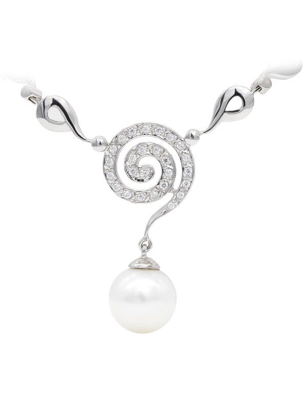 18K GARGANTILLA ORO BLANCO Y PERLA 10 MM