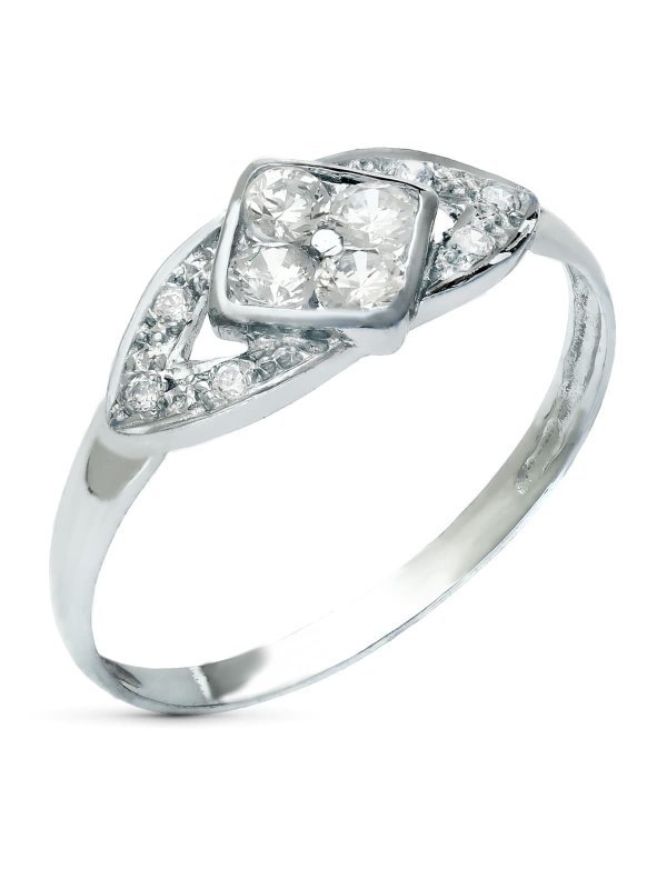 18K SORTIJA ORO BLANCO ROMBO CON...