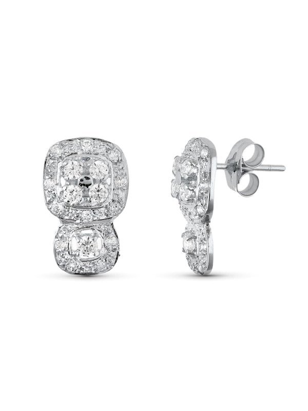 18K PENDIENTES ORO BLANCO JUEGO NOVIA...