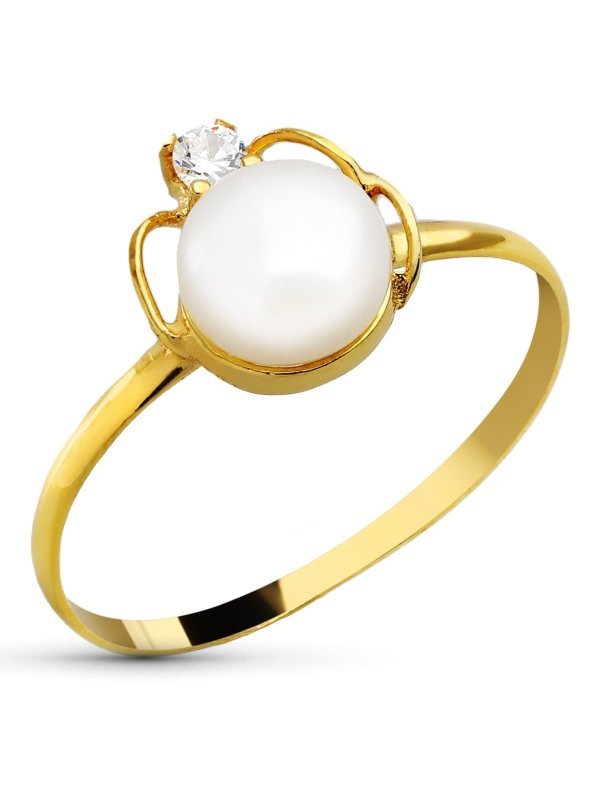 18K SORTIJA PERLA Y CIRCONITAS