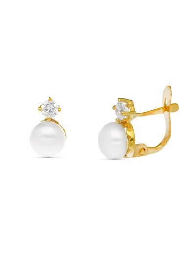 18K PENDIENTES PERLA Y...