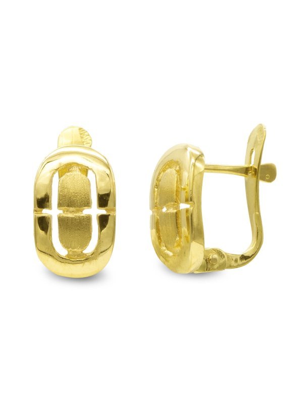 18K PENDIENTES BRILLO Y MATE 10X6 MM