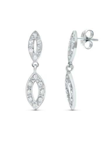 18K PENDIENTES DOS CUERPOS ORO BLANCO...