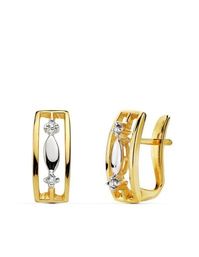 18K PENDIENTES BICOLOR...