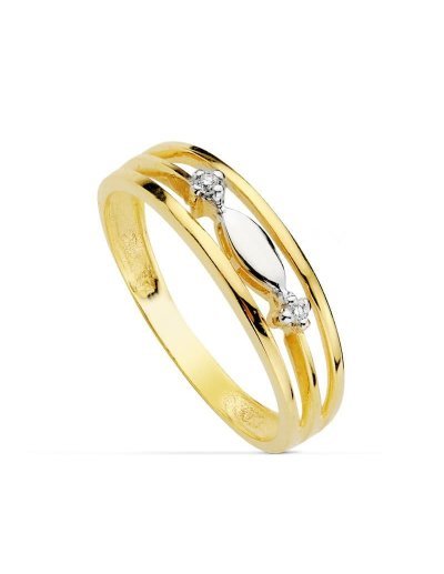 18K SORTIJA BICOLOR CIRCONITAS