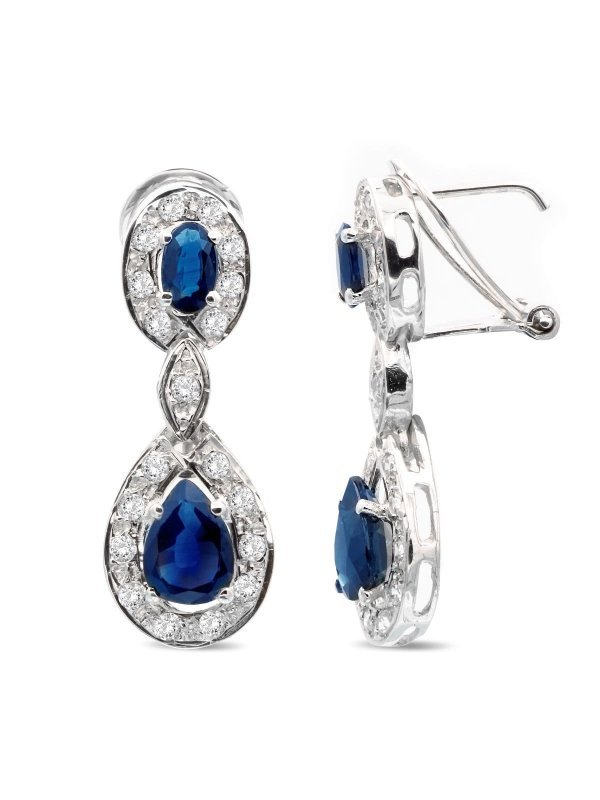18K PENDIENTES ORO BLANCO PIEDRA FINA...