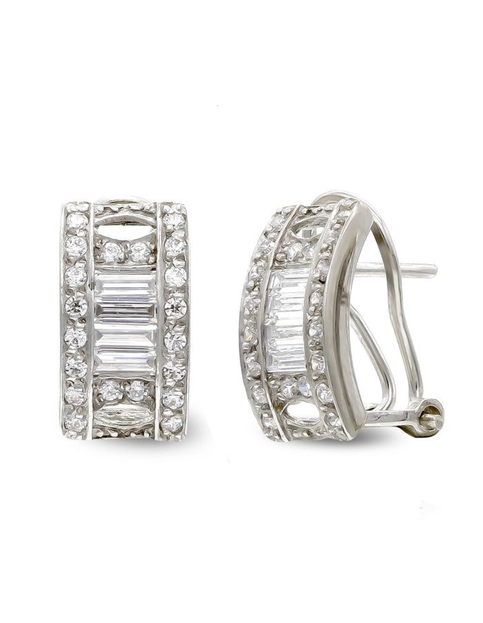 18K PENDIENTES ORO BLANCO BARRITAS Y...